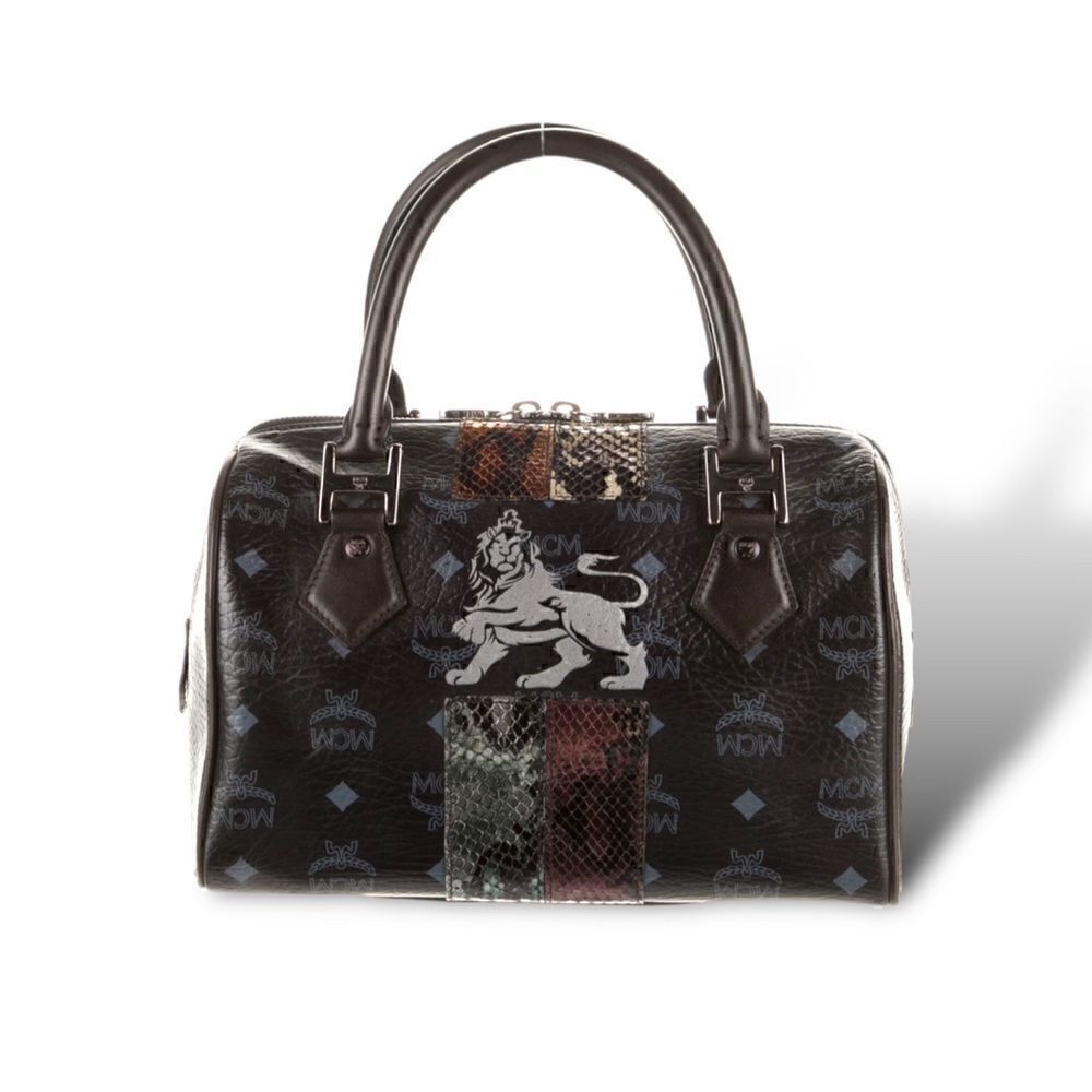 MCM Visetos Python Lion Princess Boston Top Handle Bag - Picture 11 of 13